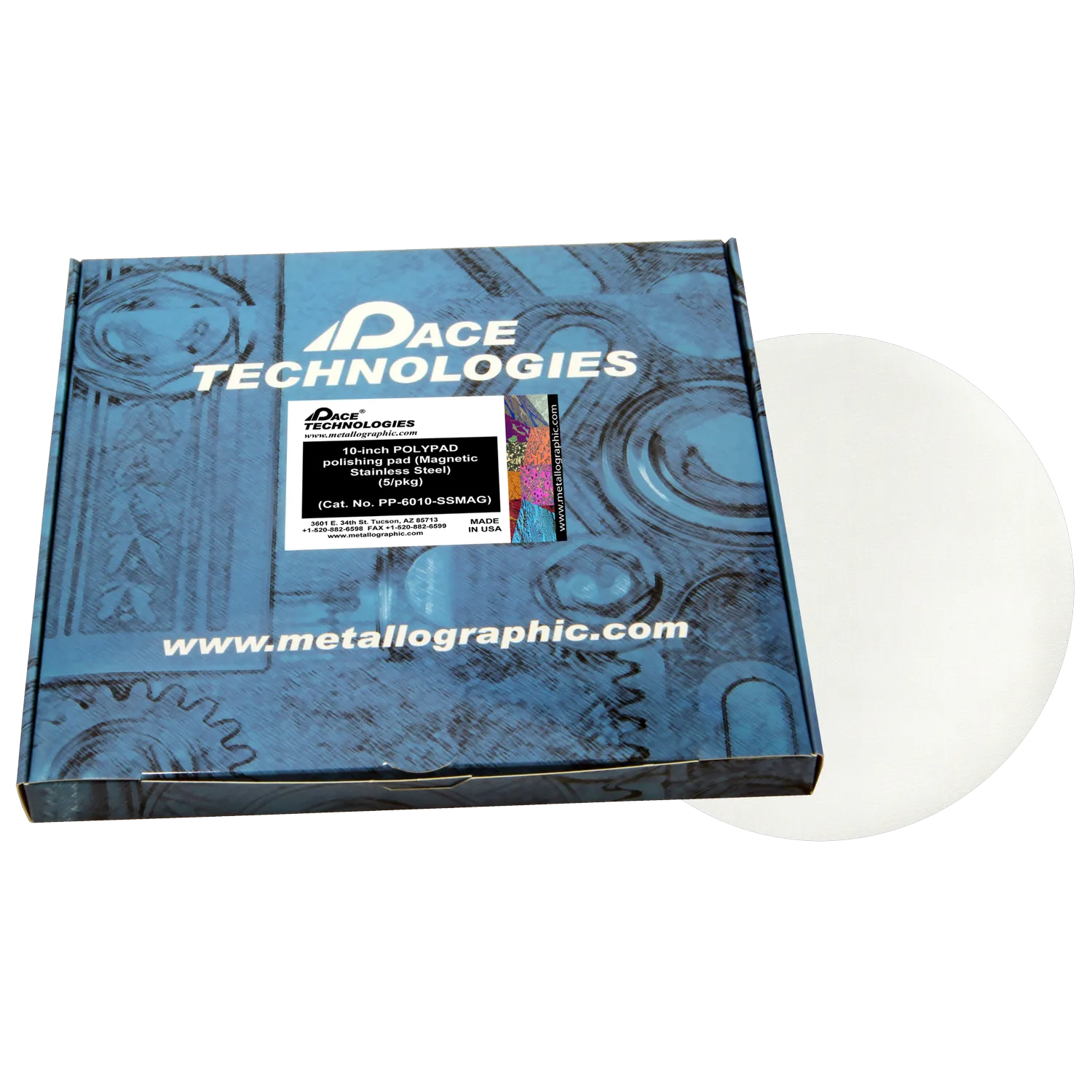 10" POLYPAD Polishing Pad with Magnetic Stainless Steel Backing, PP-6010-SSMAG