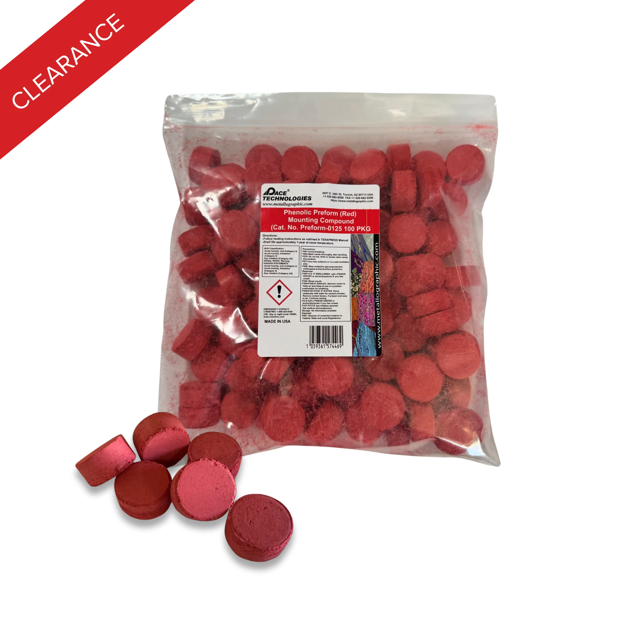 1.25" Phenolic Preform (Red), Mounting Compound, Preform-0125