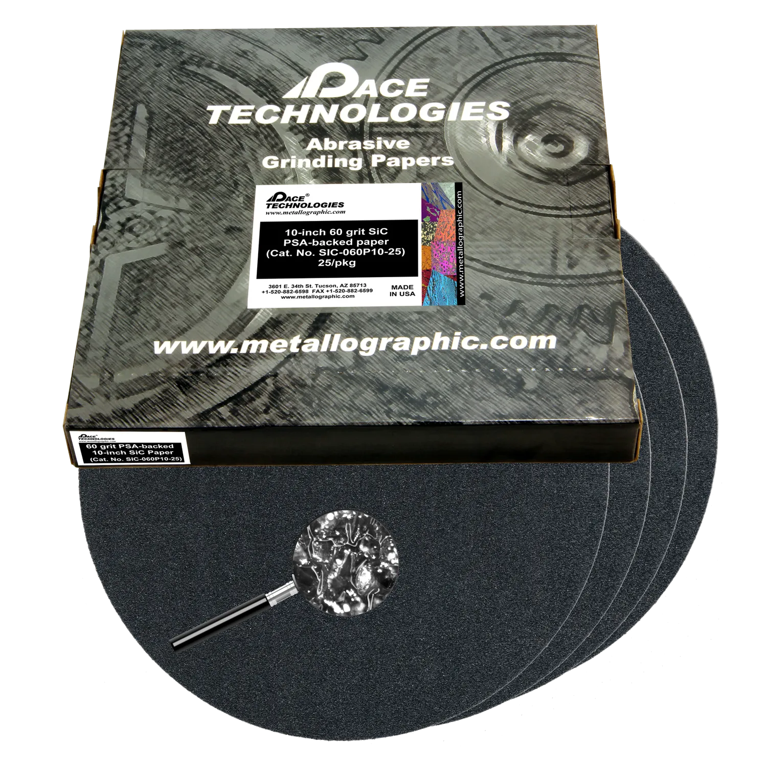 10" SiC Grinding Papers with PSA backed, 60 grit, SIC-060P10