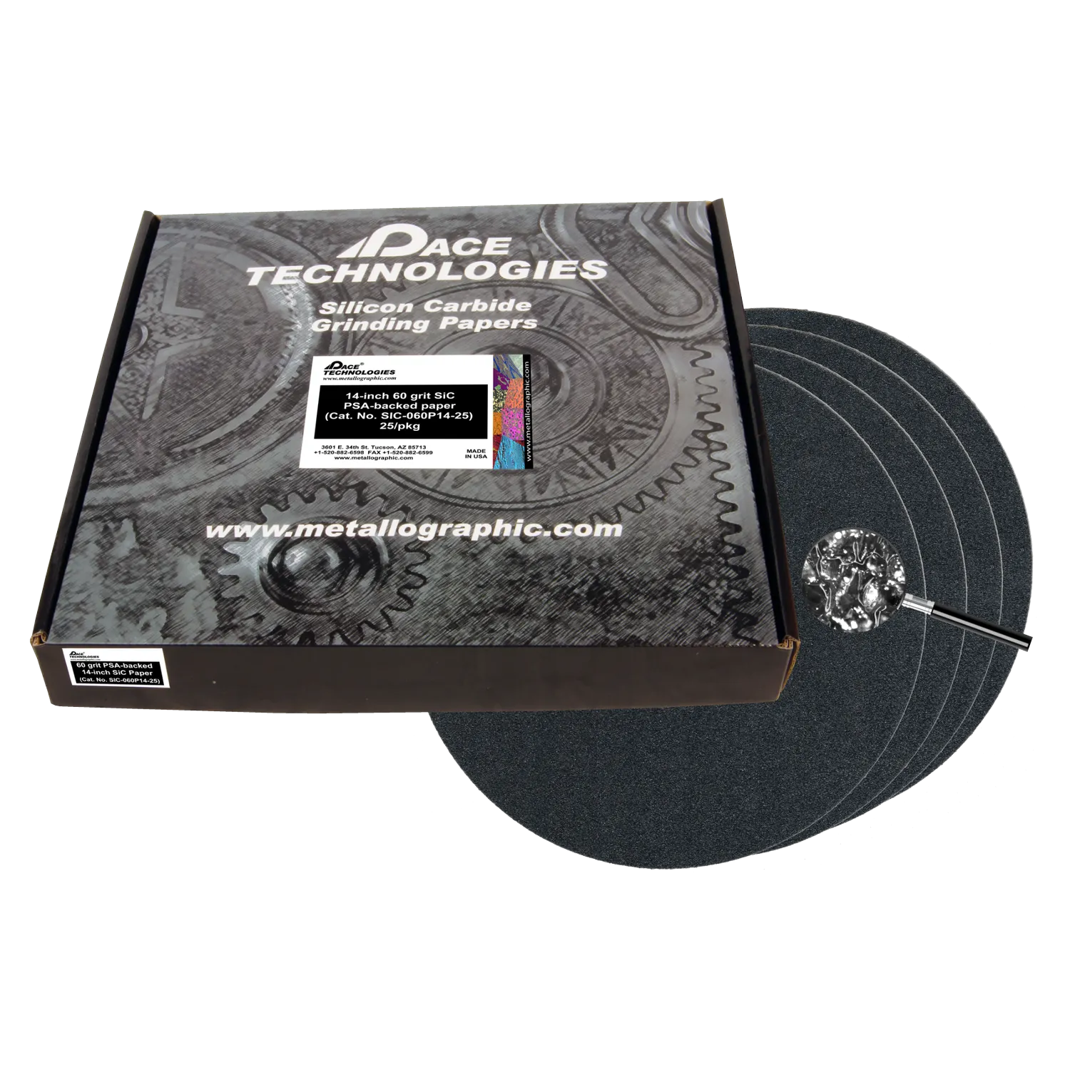 14" SiC Grinding Papers with PSA backed, 60 grit, SIC-060P14