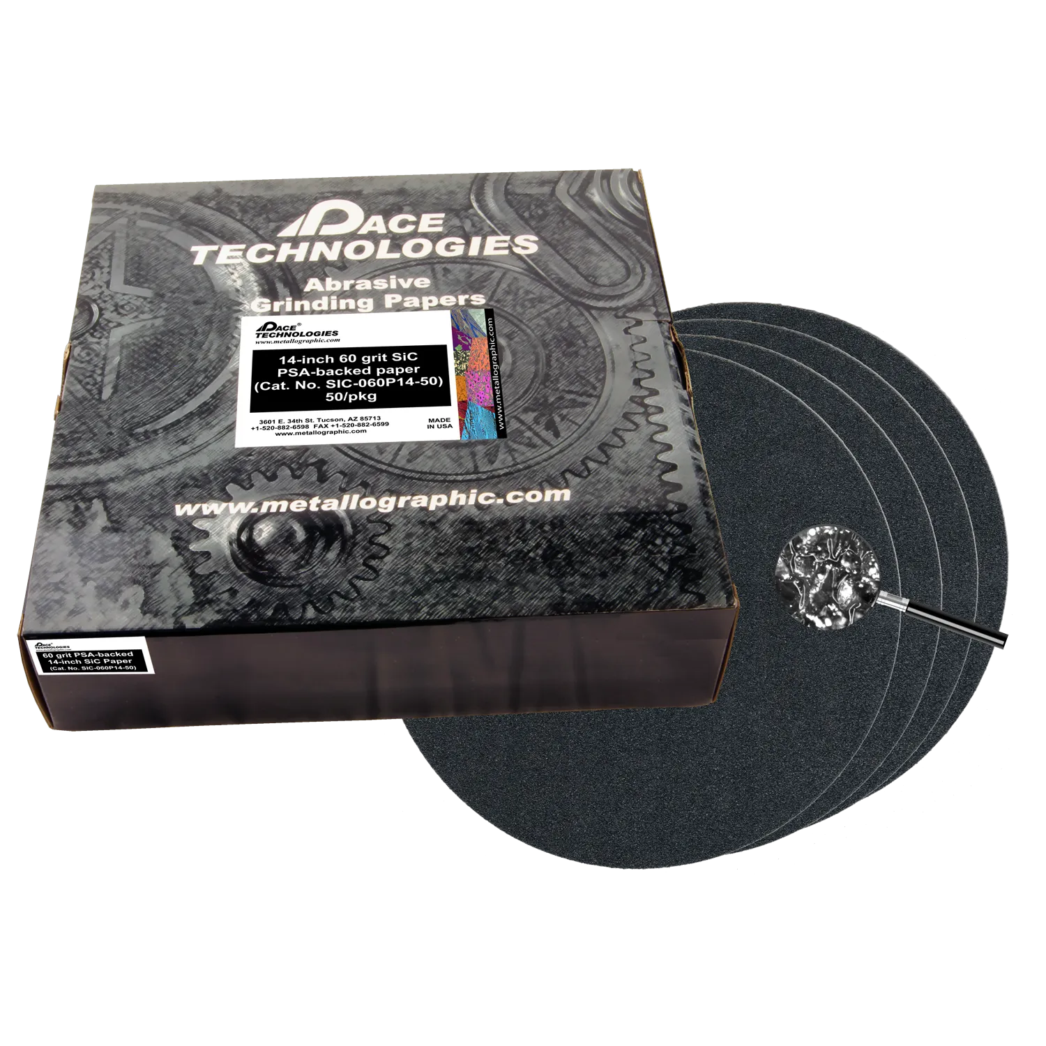 14" SiC Grinding Papers with PSA backed, 60 grit, SIC-060P14