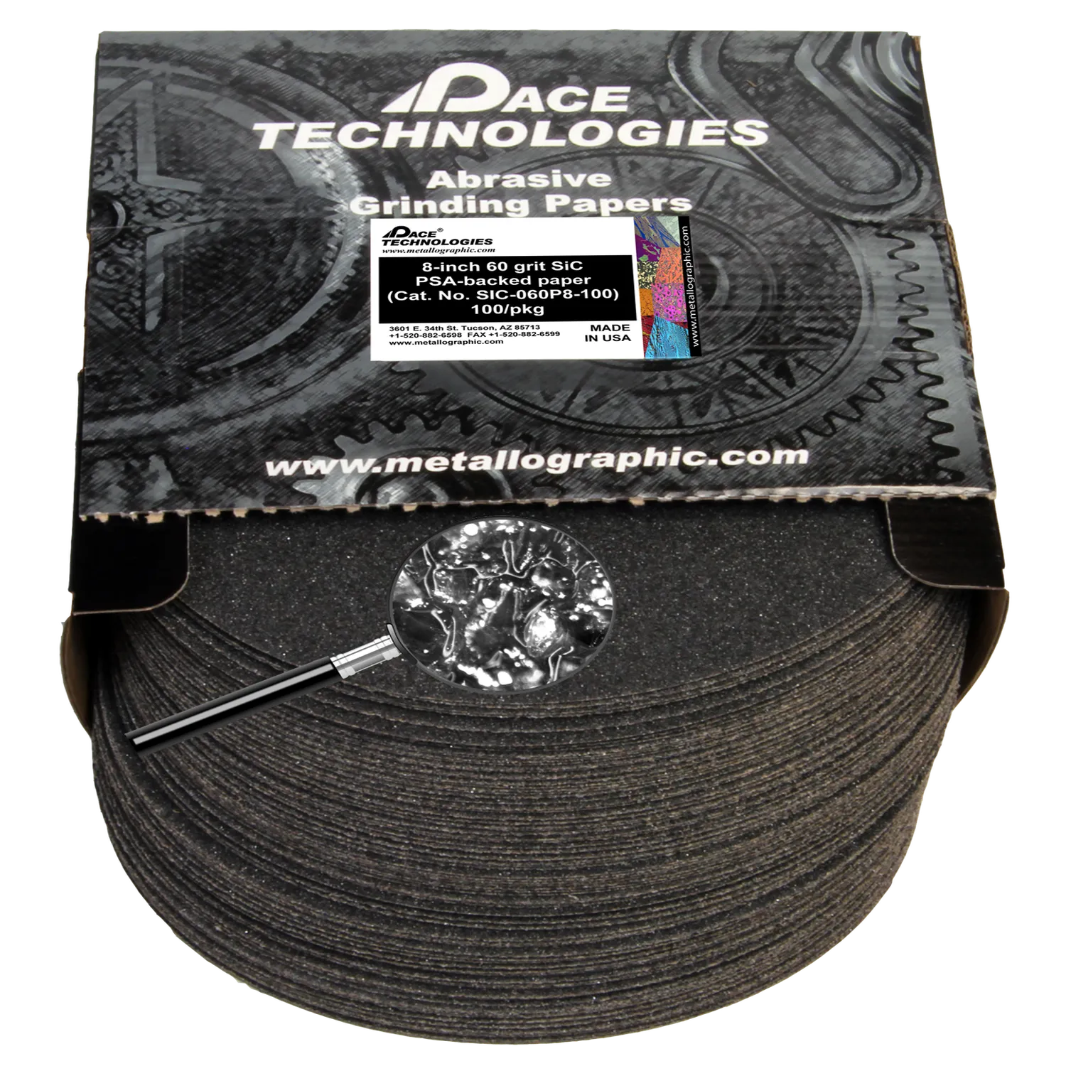 8" SiC Grinding Papers with PSA backed, 60 grit, SIC-060P8