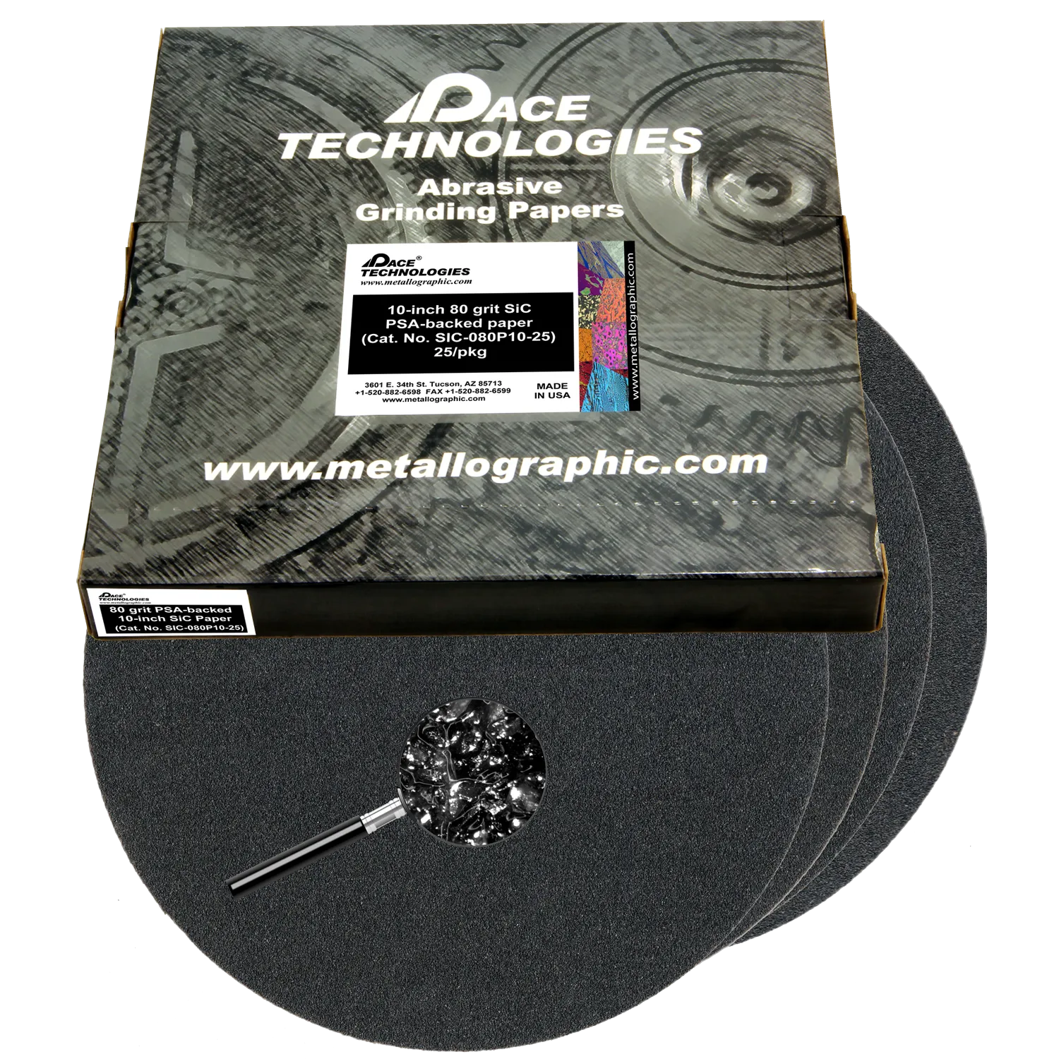 10" SiC Grinding Papers with PSA backed, 80 grit, SIC-080P10