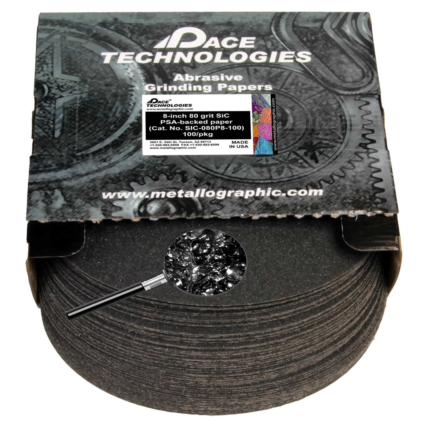 8" SiC Grinding Papers with PSA backed, 80 grit, SIC-080P8