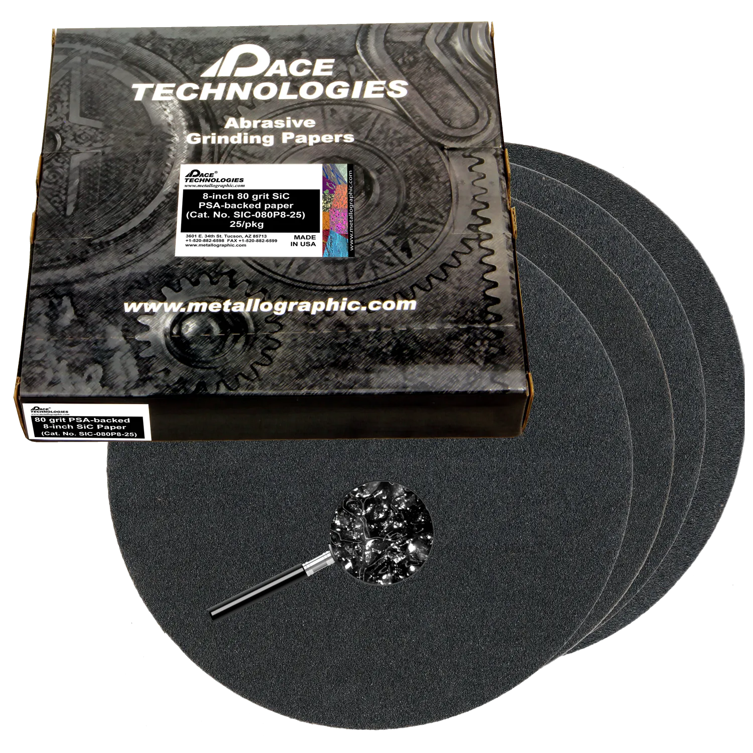 8" SiC Grinding Papers with PSA backed, 80 grit, SIC-080P8