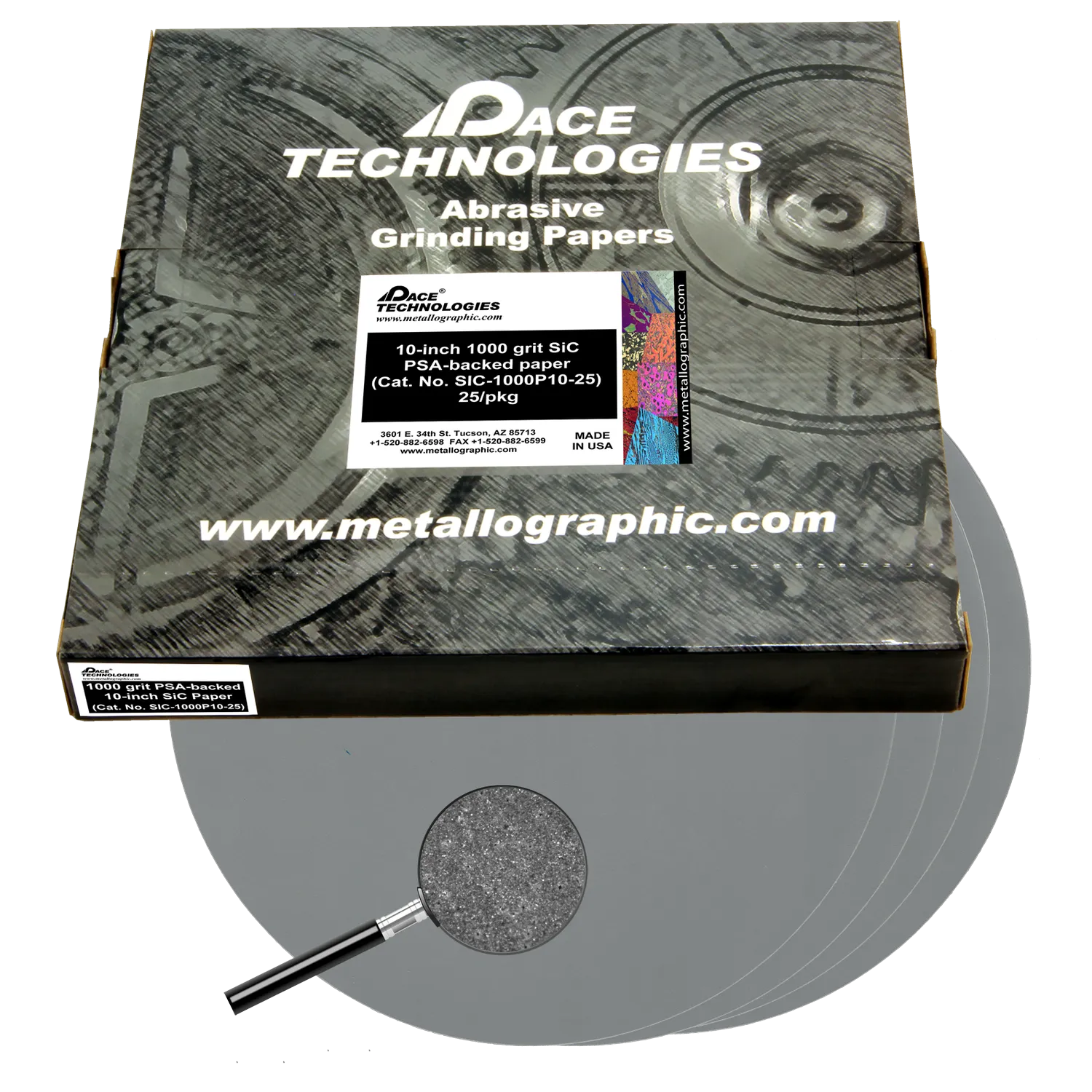 10" SiC Grinding Papers with PSA backed, 1000 grit, SIC-1000P10