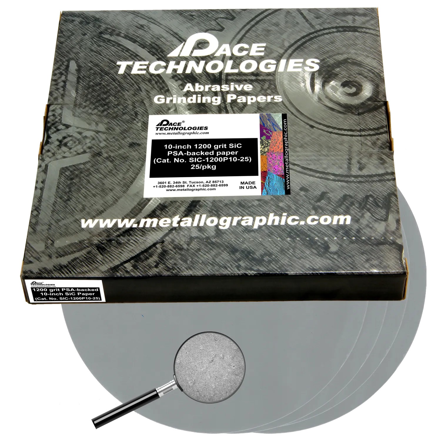 10" SiC Grinding Papers with PSA backed, 1200 grit, SIC-1200P10