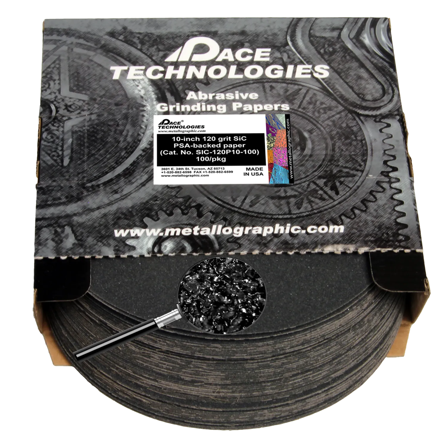 10" SiC Grinding Papers with PSA backed, 120 grit, SIC-120P10
