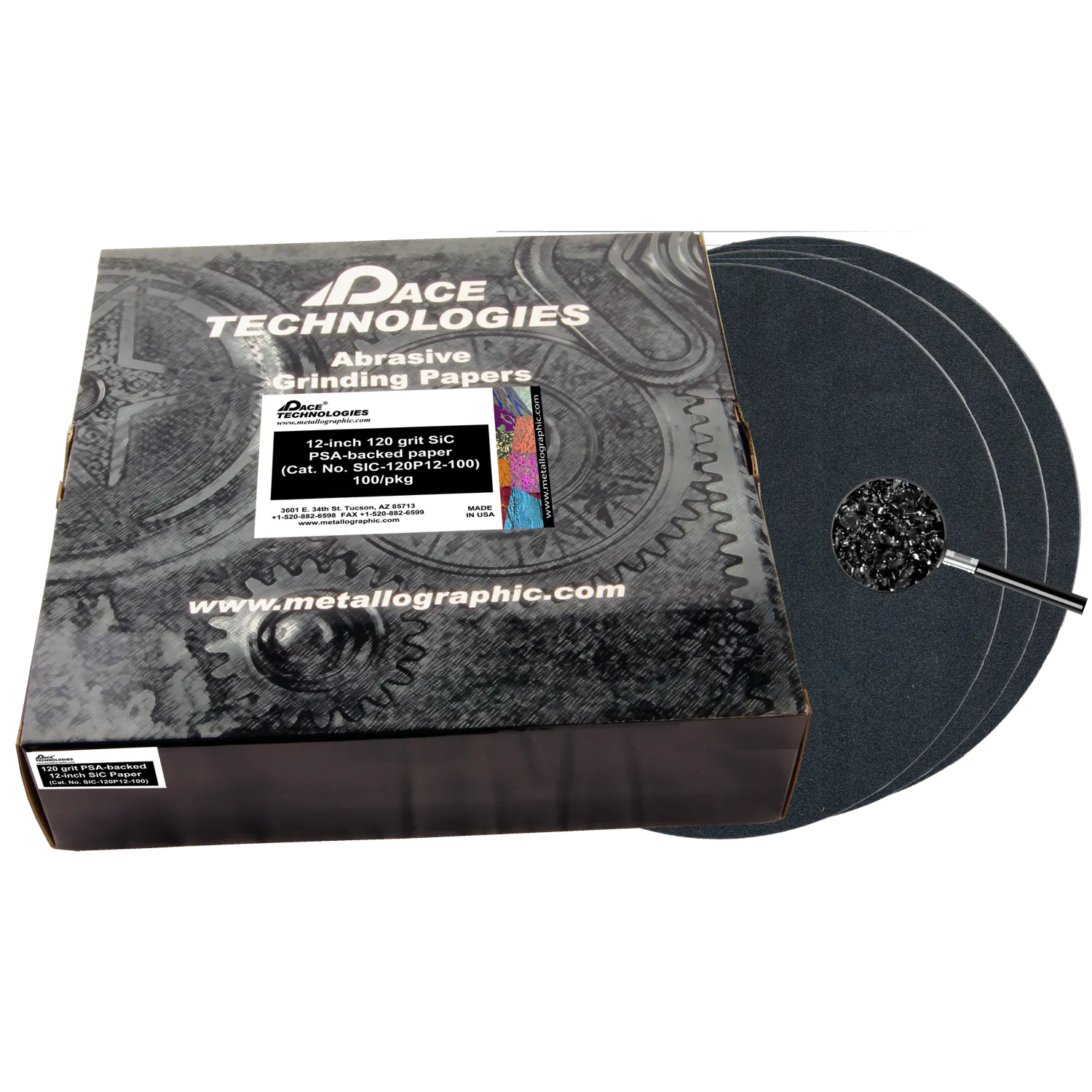 12" SiC Grinding Papers with PSA backed, 120 grit, SIC-120P12