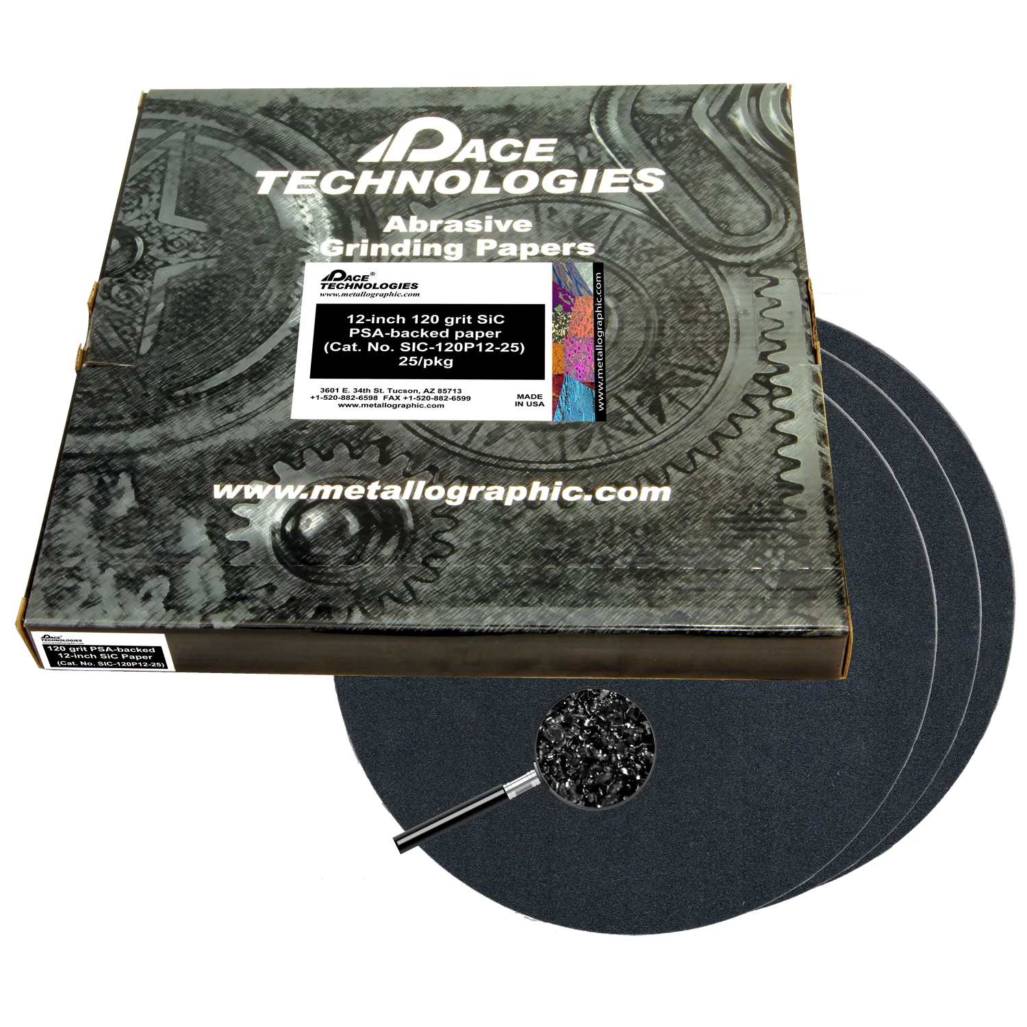 12" SiC Grinding Papers with PSA backed, 120 grit, SIC-120P12
