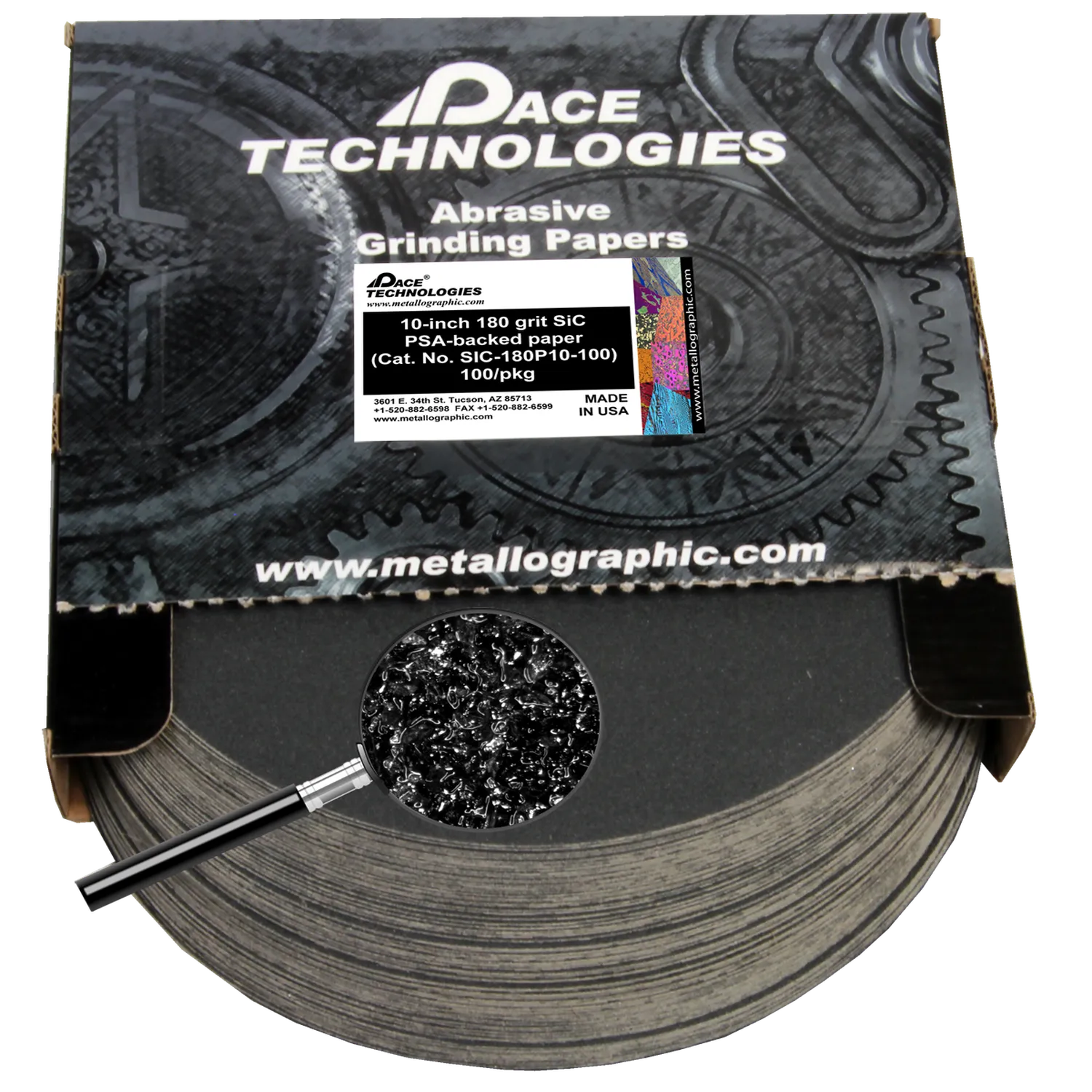 10" SiC Grinding Papers with PSA backed, 180 grit, SIC-180P10