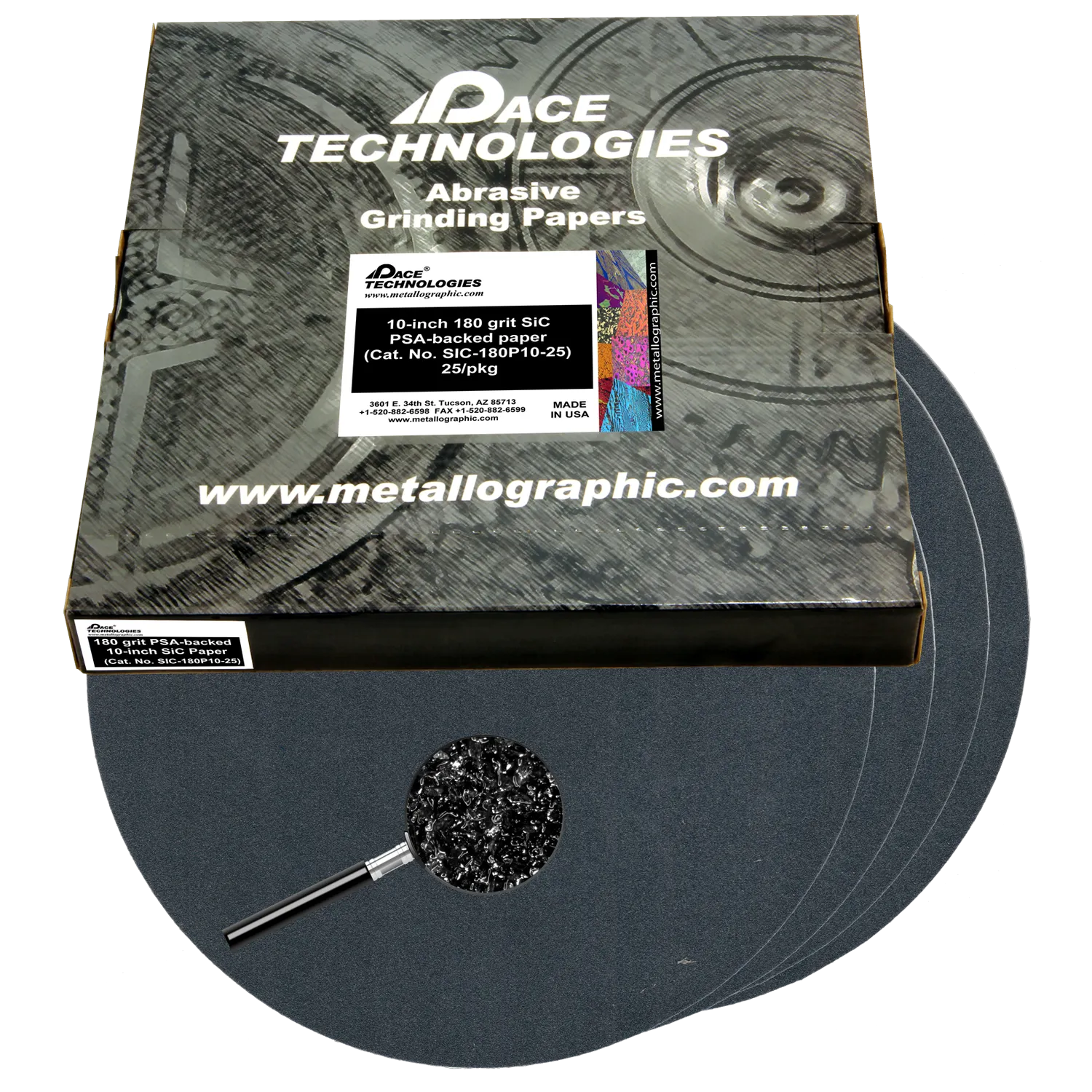 10" SiC Grinding Papers with PSA backed, 180 grit, SIC-180P10