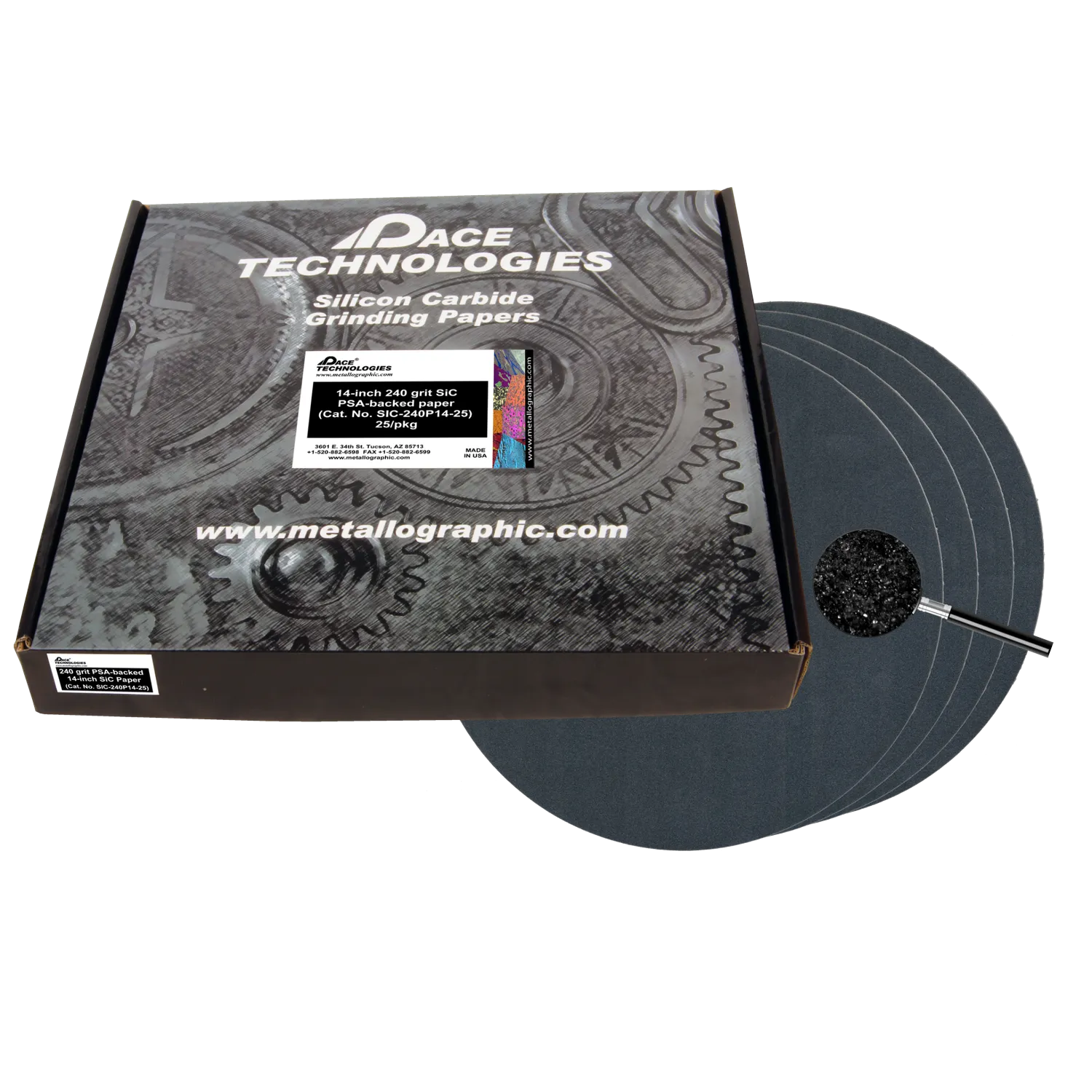 14" SiC Grinding Papers with PSA backed, 240 grit, SIC-240P14