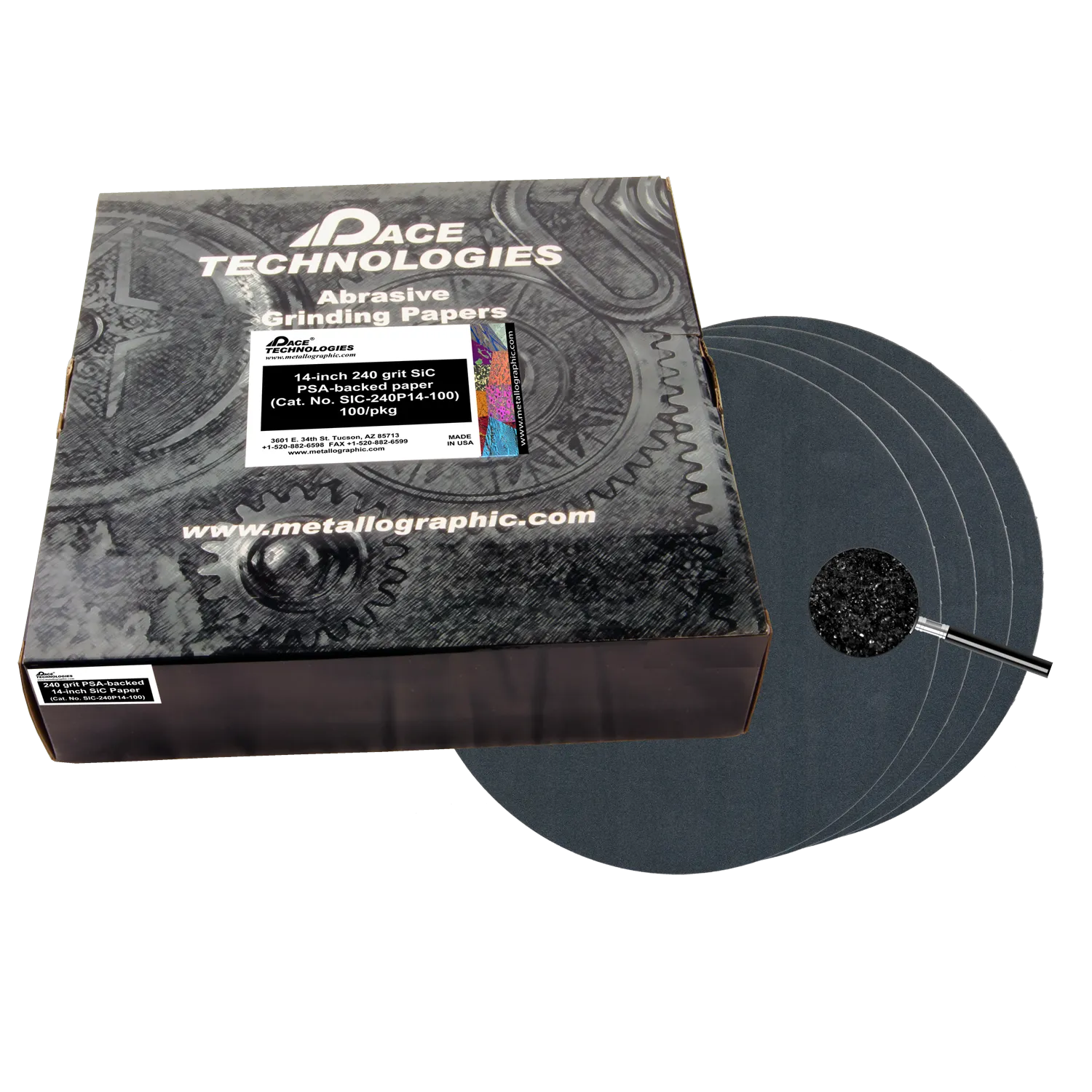 14" SiC Grinding Papers with PSA backed, 240 grit, SIC-240P14