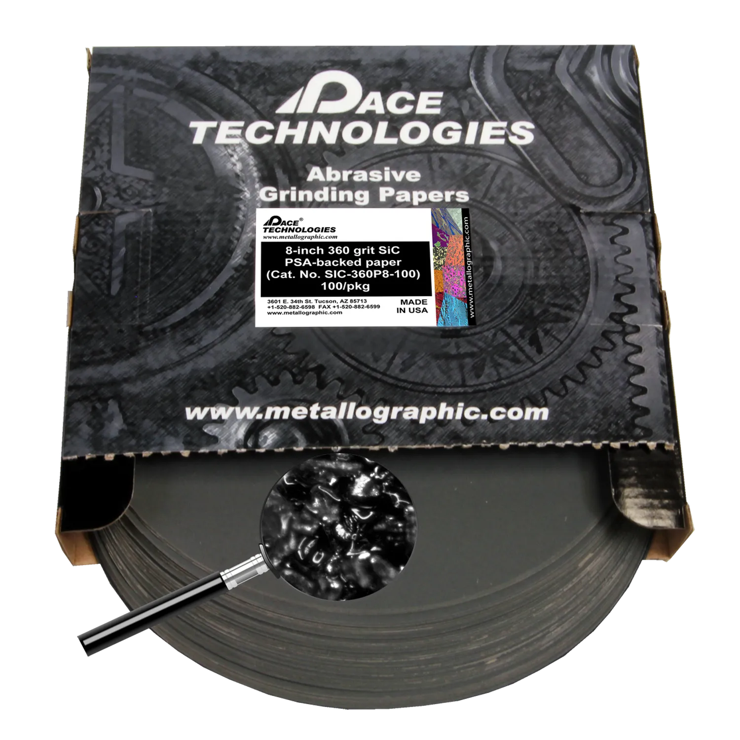 8" SiC Grinding Papers with PSA backed, 360 grit, SIC-360P8