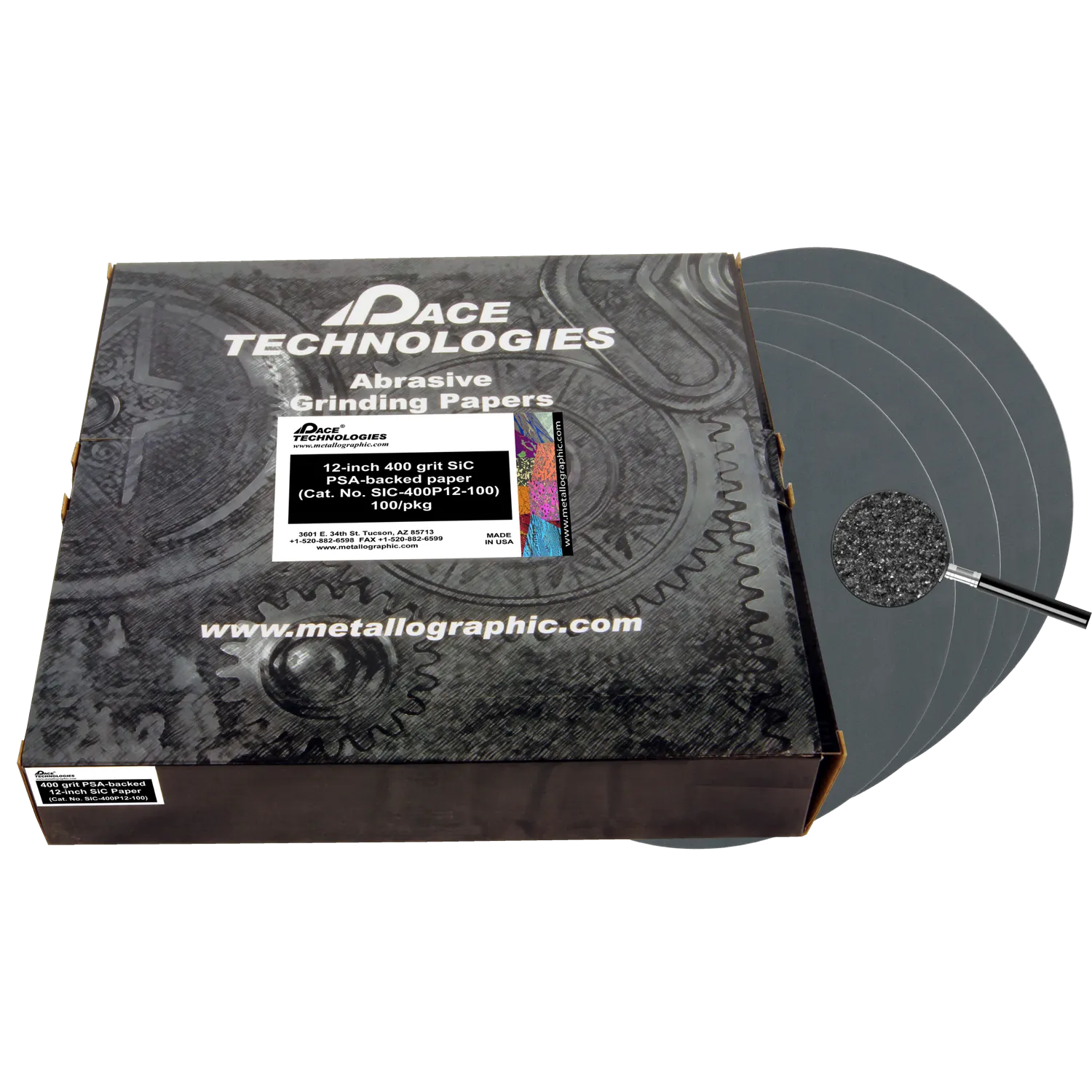 12" SiC Grinding Papers with PSA backed, 400 grit, SIC-400P12