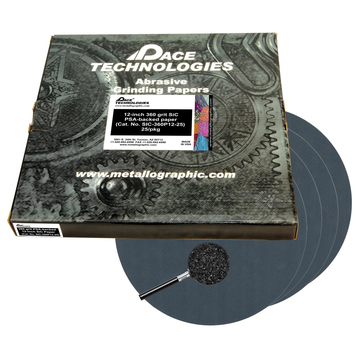 12" SiC Grinding Papers with PSA backed, 400 grit, SIC-400P12