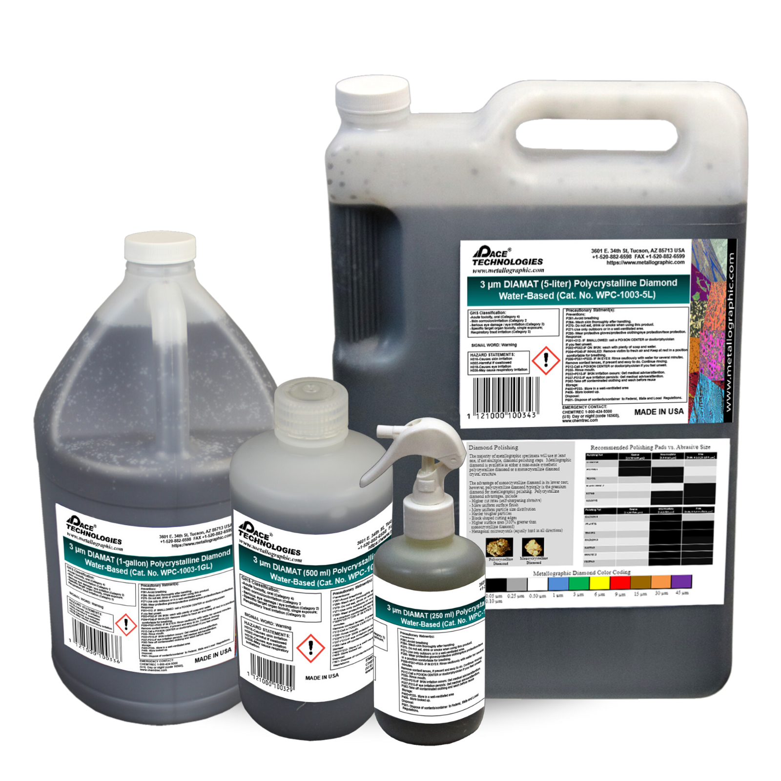 DIAMAT Polycrystalline Water-Based Diamond Abrasive Suspension, 3 micron, WPC-1003