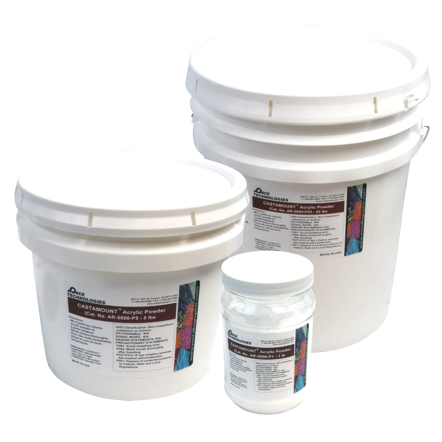 CASTAMOUNT Acrylic Castable Mounting Resin (powder), 1 lb to 100 lbs