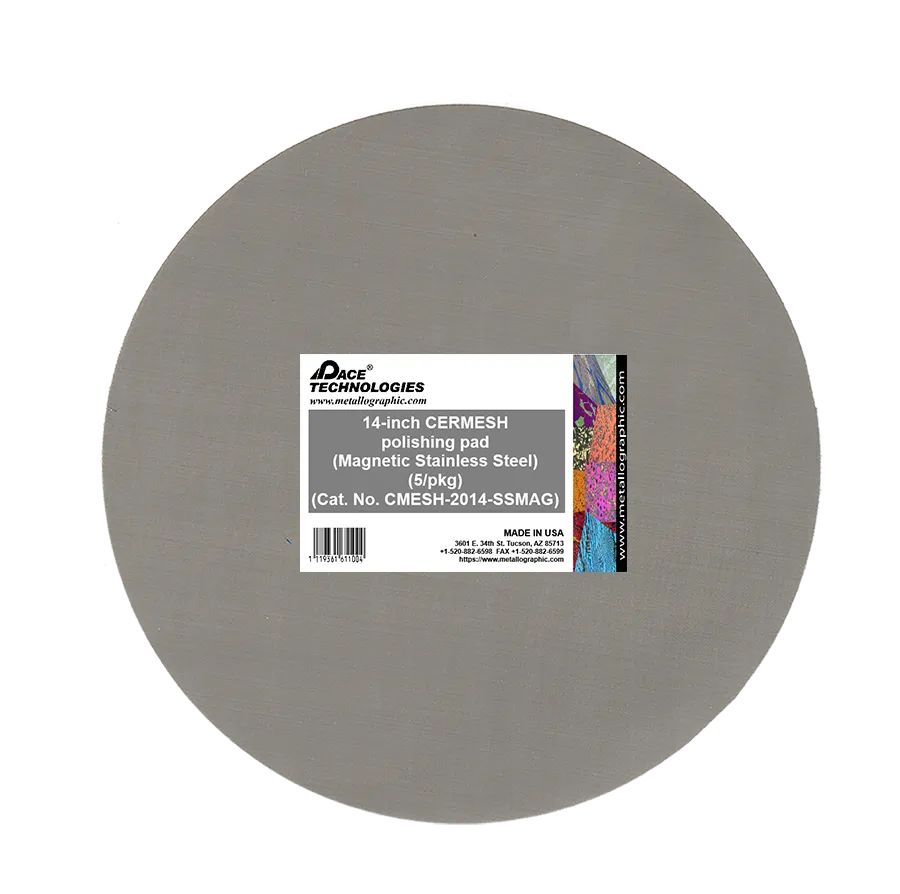 14" CERMESH Polishing Pad with Magnetic Stainless Steel Backing, CMESH-2014-SSMAG