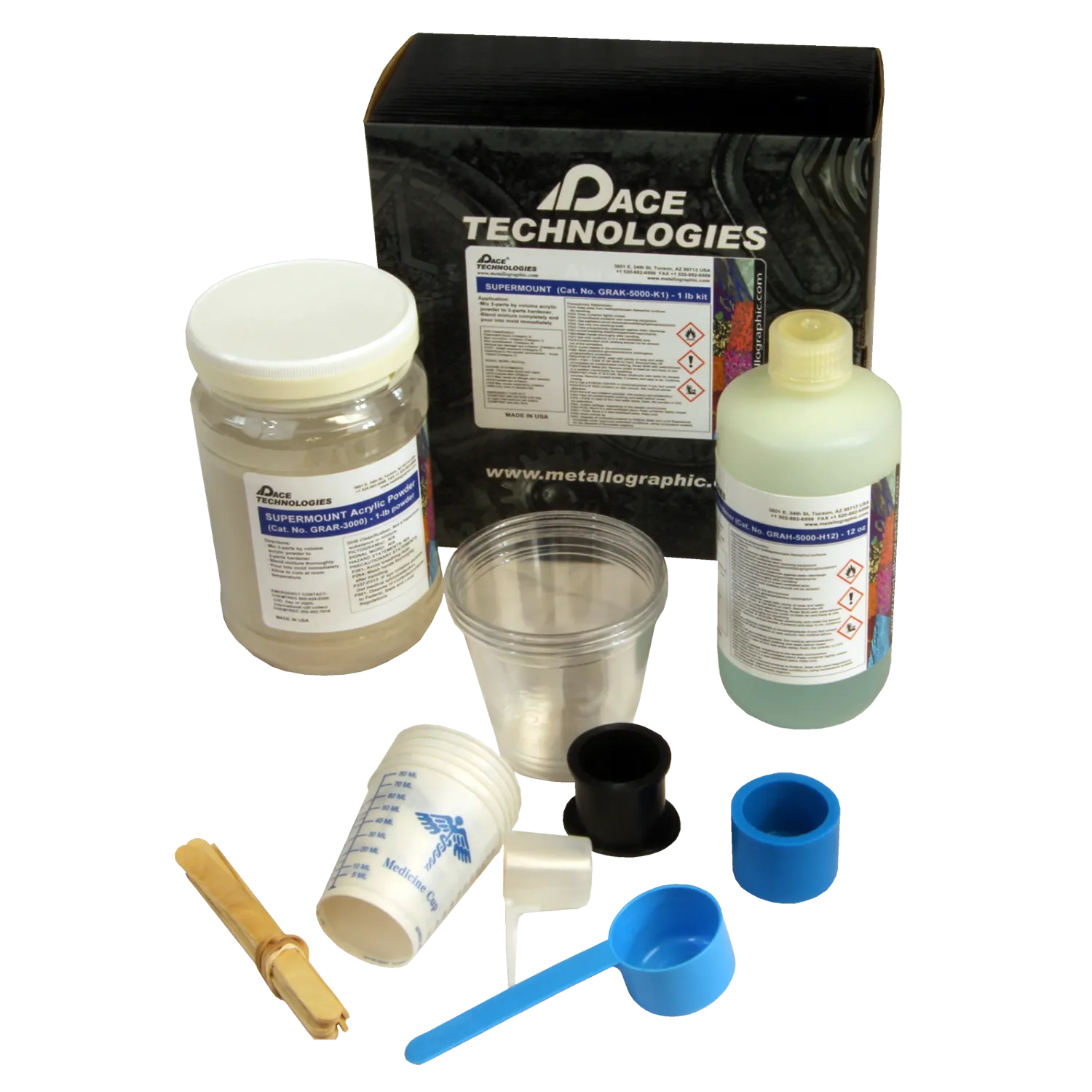 SUPERMOUNT Glass Filled Acrylic Castable Mounting Resin Kit, 1 lb powder/12 oz liquid