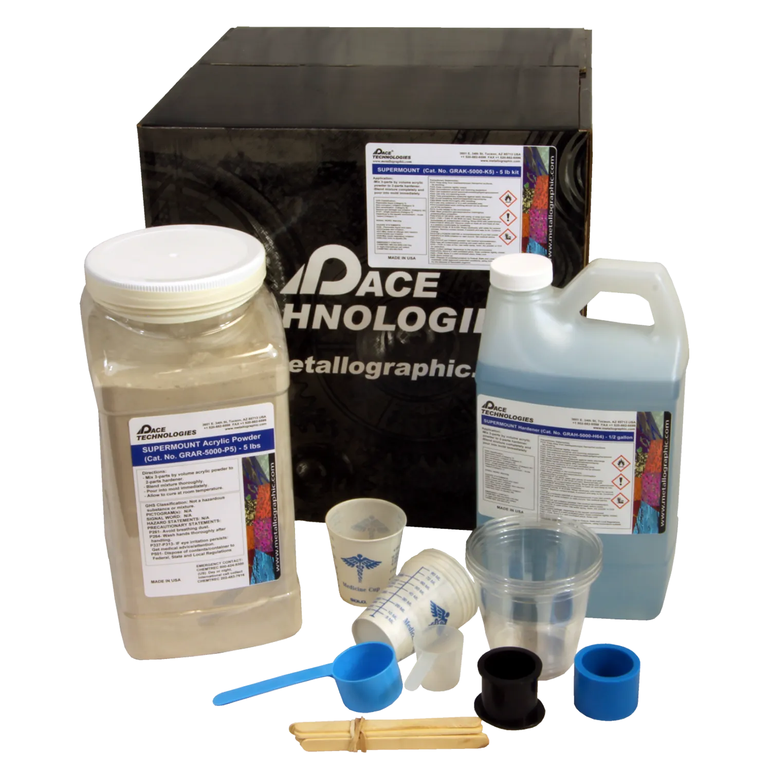 SUPERMOUNT Glass Filled Acrylic Castable Mounting Resin Kit, 5 lb powder/ 64 oz liquid