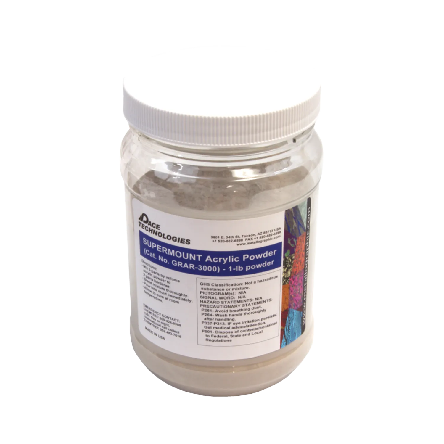 SUPERMOUNT Glass Filled Acrylic Castable Mounting Resin Powder, 1 lb