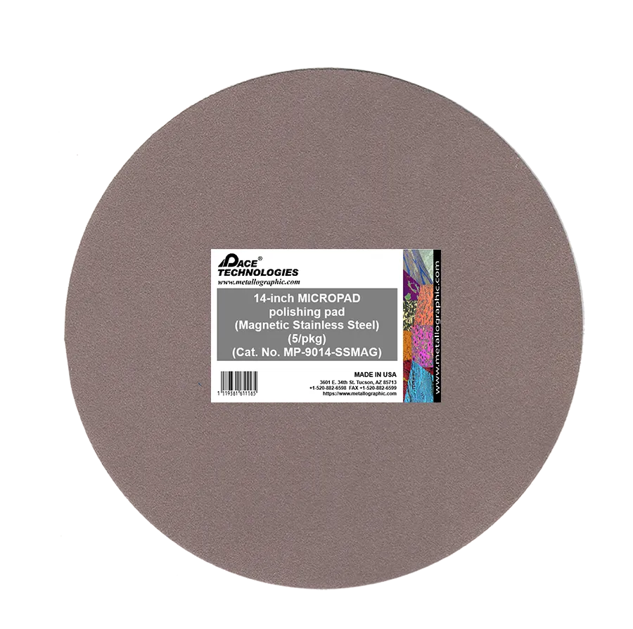 14" MICROPAD Polishing Pad with Magnetic Stainless Steel Backing, MP-9014-SSMAG