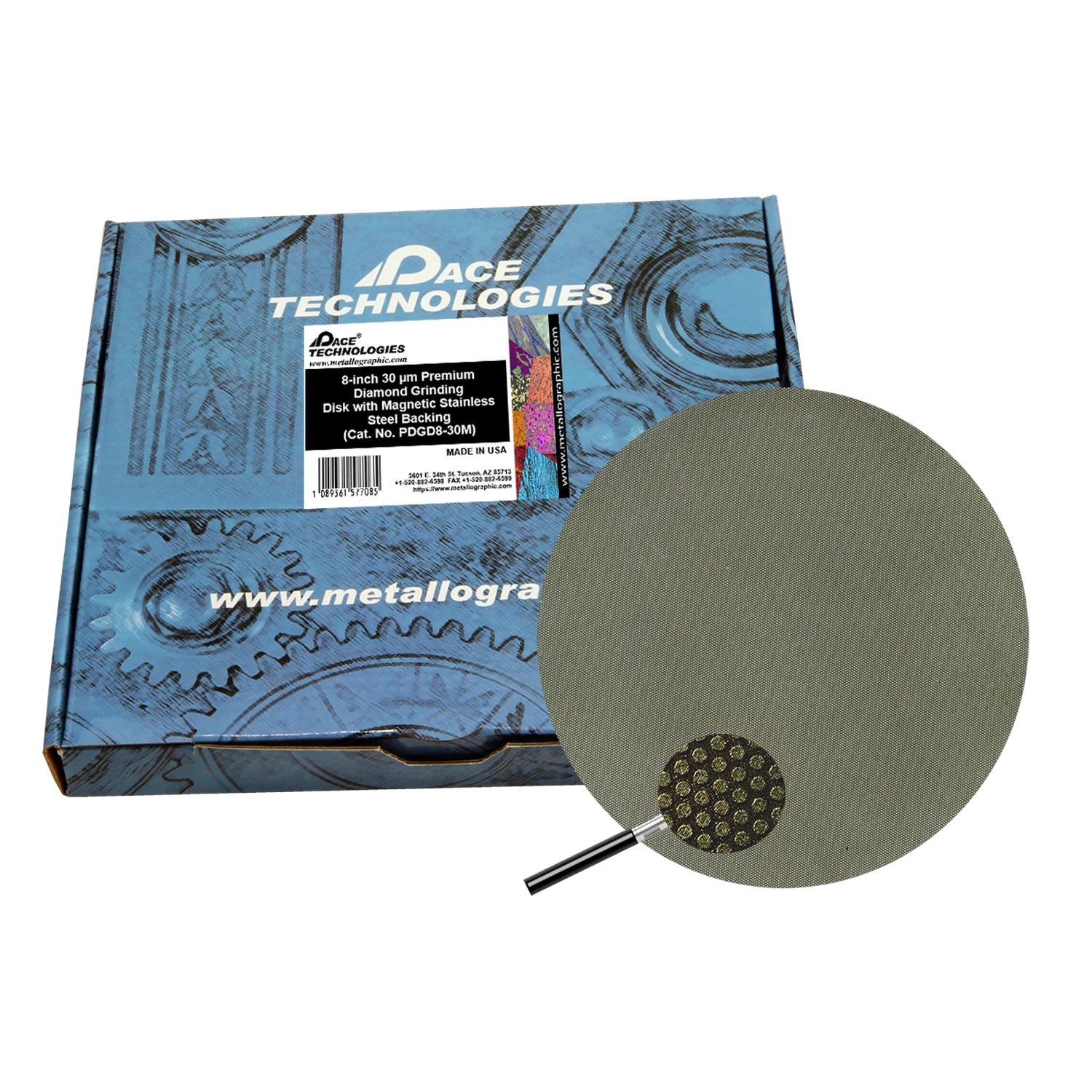 8" Diamond Abrasive Grinding Disk with magnetic stainless steel backing, 30 micron, 1/box, PGD8-30M