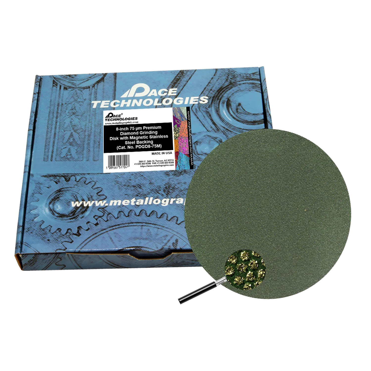 8" Diamond Abrasive Grinding Disk with magnetic stainless steel backing, 75 micron, 1/box, PGD8-75M