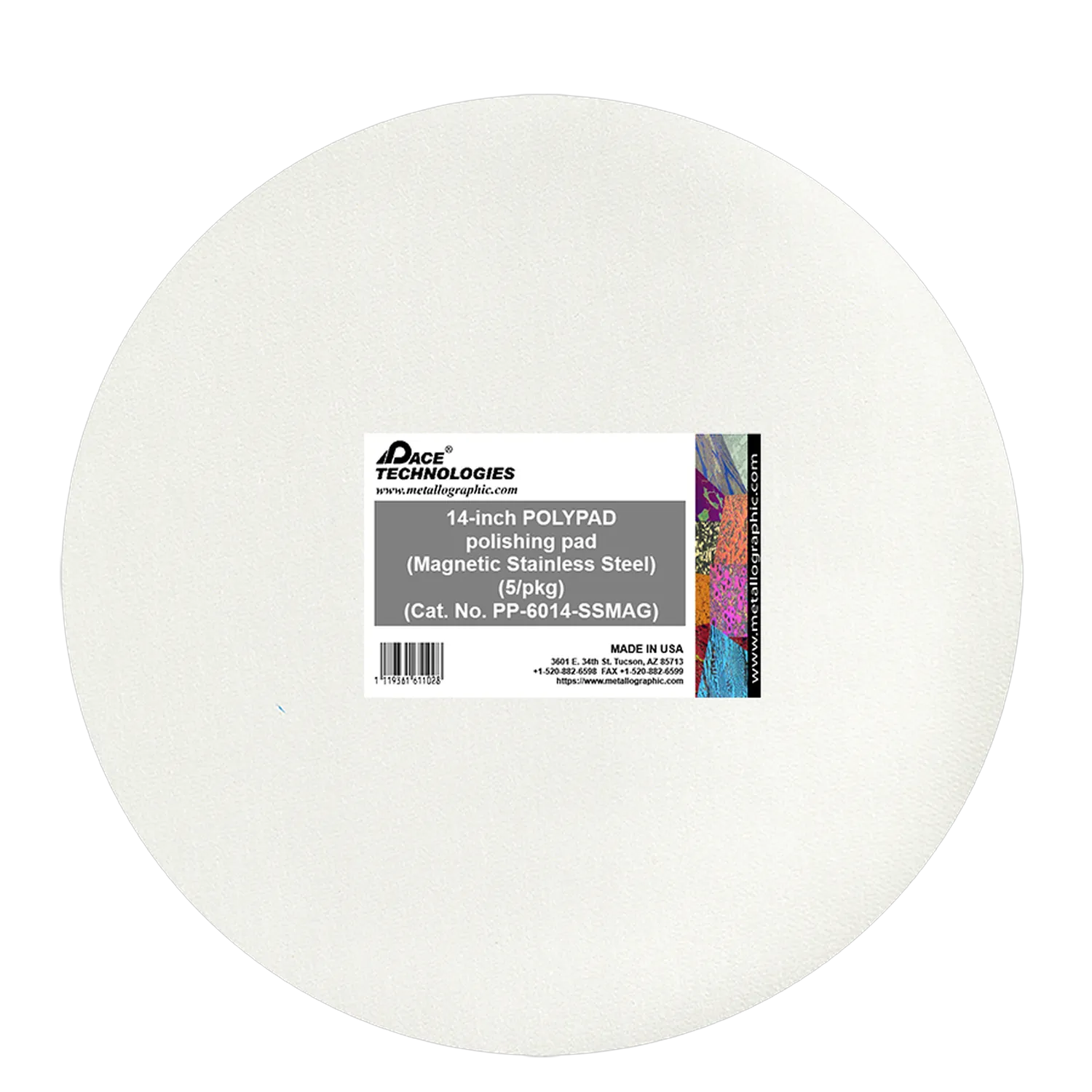 14" POLYPAD Polishing Pad with Magnetic Stainless Steel Backing, PP-6014-SSMAG