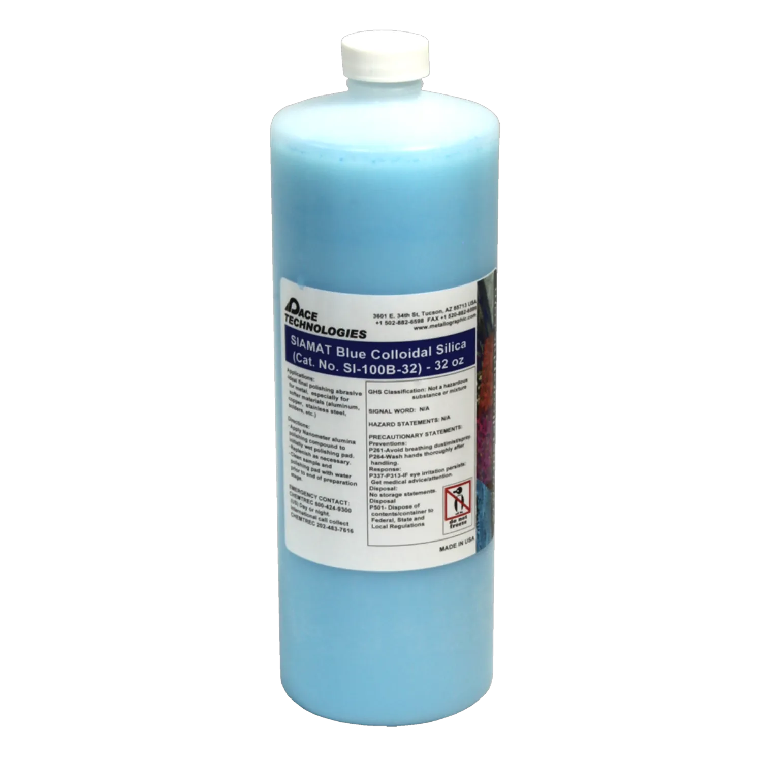 SIAMAT Colloidal Silica Polishing Abrasive, Blue, 0.06 micron, SI-100B